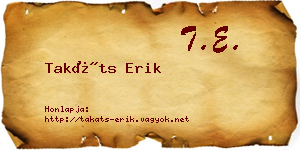Takáts Erik névjegykártya